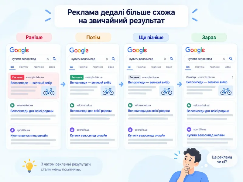 Як змінювалося оформлення реклами Google